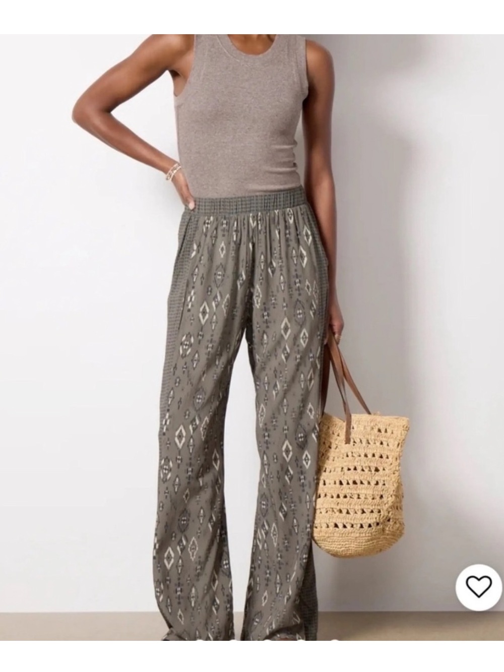 NWT Michael Stars Jenny Olive Printed Wide Leg Pants
